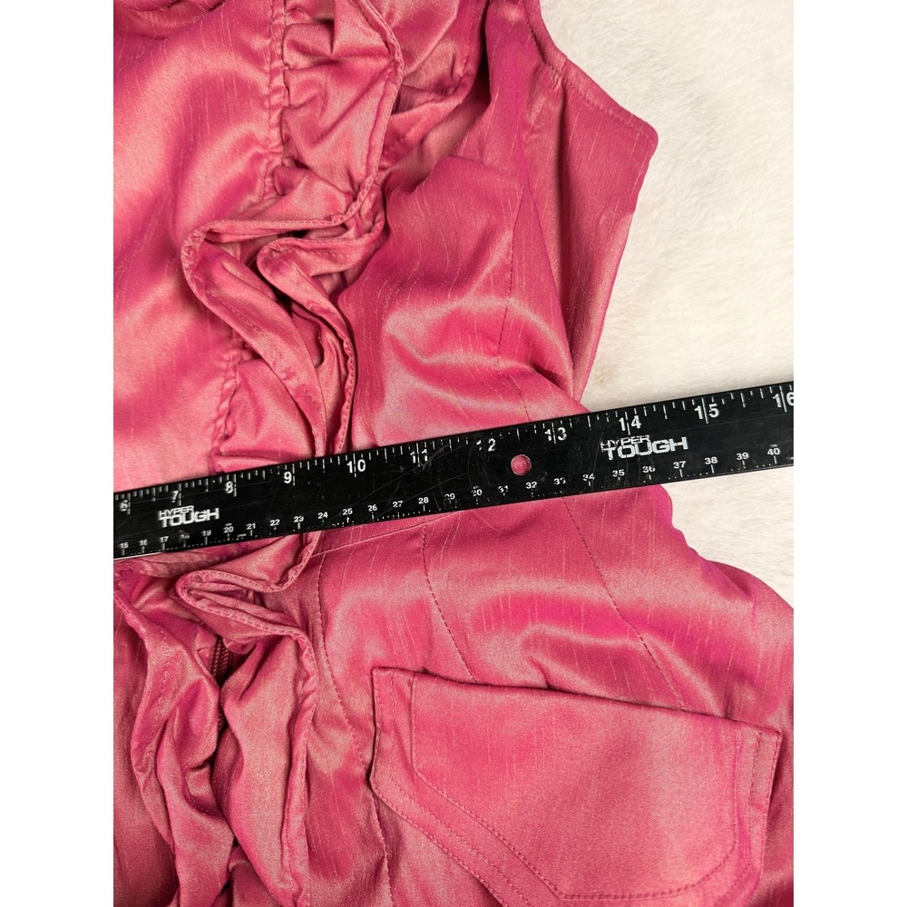 Samuel Dong Dress Womens S Pink Ruffle High Neck Bubble Hem Fit & Flare Party - Picture 13 of 14